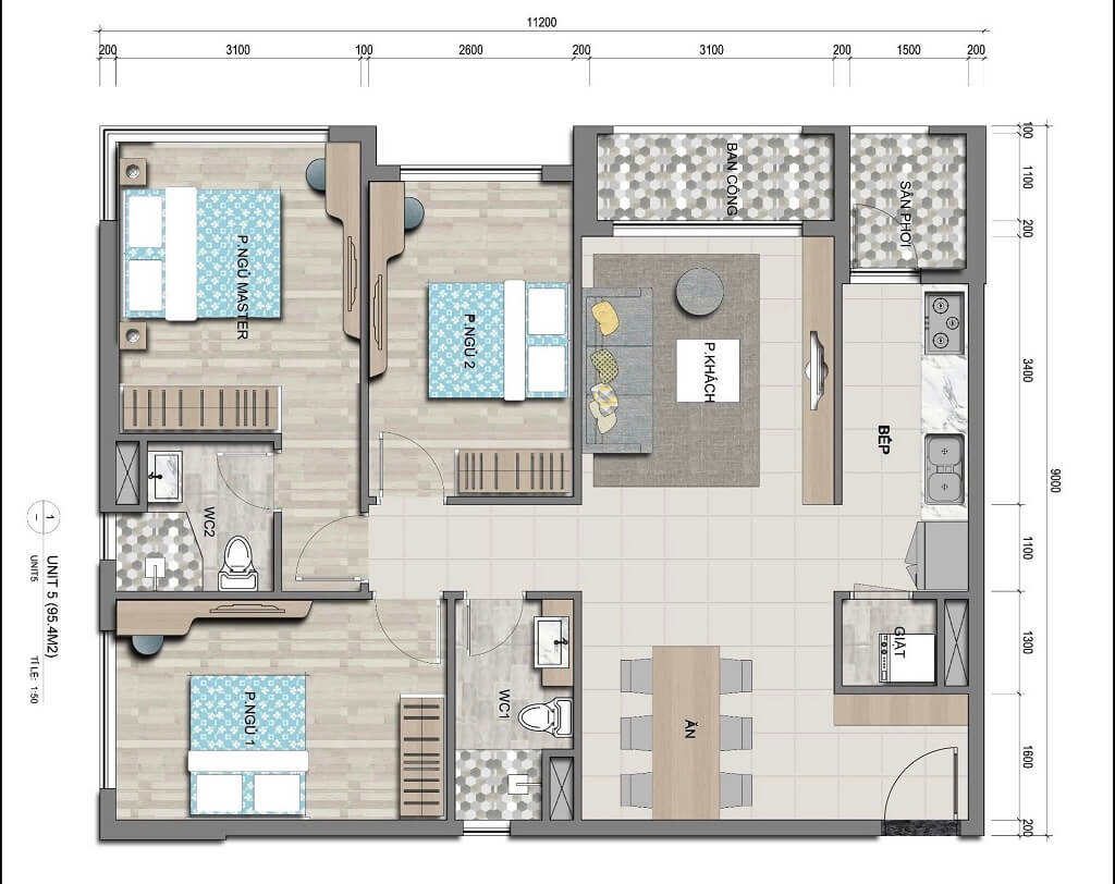 bán căn hộ 3 phòng ngủ victoria village 95m2